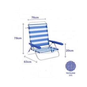 Marbueno Sedia Pieghevole 5 Posizioni Alluminio Righe Blu e Bianco Spiaggia e Piscina 63X76X78 cm 10314