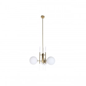 Lampadario DKD Home Decor 64 x 64 x 64 cm Cristallo Dorato Metallo Bianco 50 W