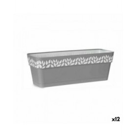Vaso rettangolare da Balcone Stefanplast Cloe Grigio Plastica 49,5 x 17 x 19 cm (12 Unità)