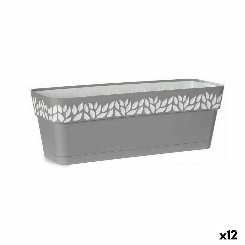 Vaso rettangolare da Balcone Stefanplast Cloe Grigio Plastica 49,5 x 17 x 19 cm (12 Unità)