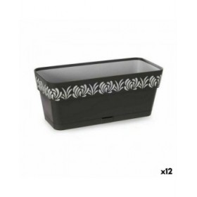 Vaso rettangolare da Balcone Stefanplast Gaia Antracite Plastica 13,3 x 12,3 x 29,3 cm (12 Unità)