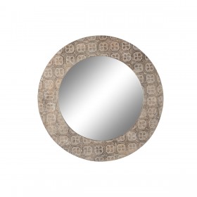 Specchio da parete DKD Home Decor 76 x 4 x 76 cm Cristallo Marrone Bianco Mandala Legno di mango Indiano Legno MDF Decapaggio