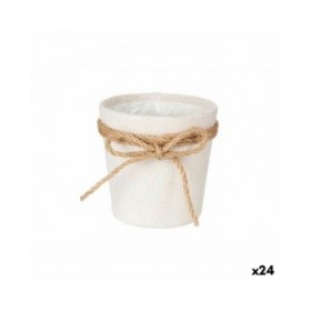 Vaso Ibergarden 86455 Bianco Marrone Stoffa Fiocco 11 x 10,5 x 11 cm (24 Unità)