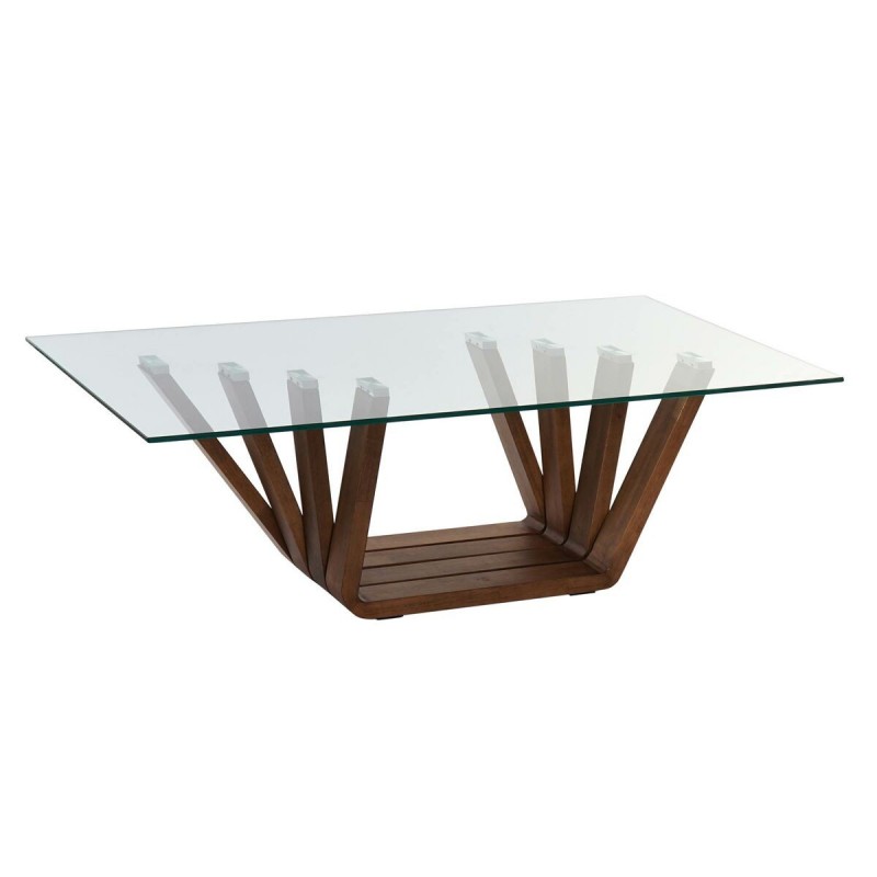 Tavolino da Caffè DKD Home Decor Cristallo Legno di noce Alluminio 130 x 70 x 42 cm