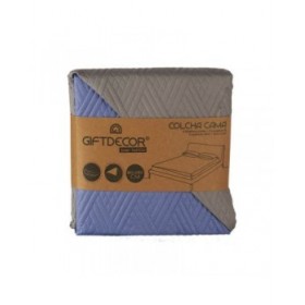 Trapunta Reversibile 180 x 260 cm Azzurro Grigio (6 Unità)