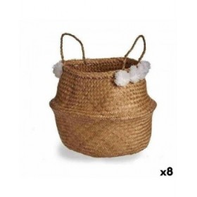Cesta Decorativa Pompon Bianco Naturale Juncus 8 L 32 x 30 x 32 cm (8 Unità)