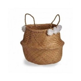 Cesta Decorativa Pompon Bianco Naturale Juncus 8 L 32 x 30 x 32 cm (8 Unità)