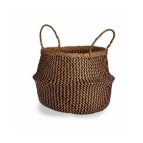 Cesta Decorativa Marrone Nero Juncus 8 L 36 x 30 x 36 cm (8 Unità)