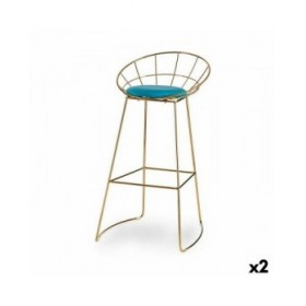 Sgabello Azzurro Dorato Ferro 51 x 94 x 52 cm (2 Unità)