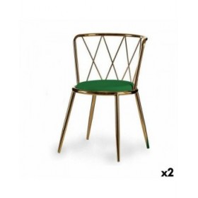 Sedia Rombos Verde Dorato 50,5 x 73 x 51 cm (2 Unità)