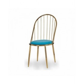 Sedia Barre Azzurro Dorato 48 x 95,5 x 48 cm (2 Unità)