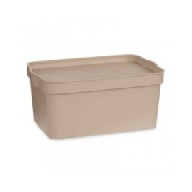 Scatola portaoggetti con coperchio Kipit TP594-3 Beige Plastica 7,5 L 21,5 x 14,5 x 32 cm (12 Unità)