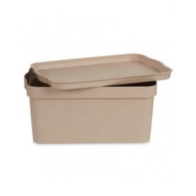 Scatola portaoggetti con coperchio Kipit TP594-3 Beige Plastica 7,5 L 21,5 x 14,5 x 32 cm (12 Unità)