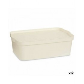 Scatola portaoggetti con coperchio Kipit TP595-4 Crema Plastica 14 L 29,5 x 14,3 x 45 cm (12 Unità)
