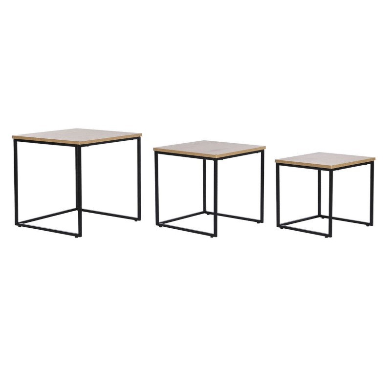 Set di 3 tavoli DKD Home Decor Nero Metallo 45 x 45 x 45 cm Legno MDF