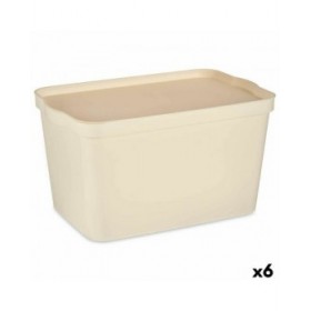 Scatola portaoggetti con coperchio Kipit TP596-3 Crema Plastica 24 L 29,3 x 24,5 x 45 cm (6 Unità)