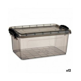 Scatola portaoggetti con coperchio Kipit TP545-2 Antracite Plastica (12 Unità)