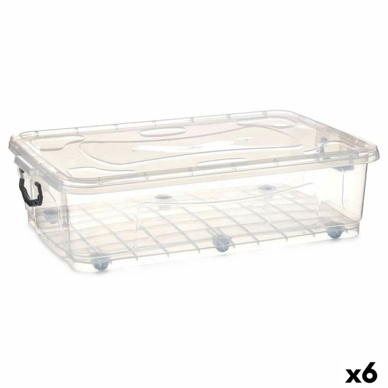 Scatola con Ruote per Organizzare Trasparente Plastica 40 L 46,5 x 20 x 72,2 cm (6 Unità)