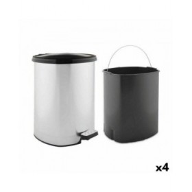 Cestino a pedale Berilo D002-1 Argentato Plastica 20 L (4 Unità)