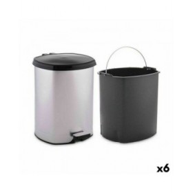 Cestino a pedale Berilo D004-1 Argentato Plastica 6 L (6 Unità)