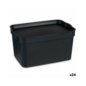 Scatola portaoggetti con coperchio Kipit TP592-1 Antracite Plastica 2,3 L 13,5 x 11 x 20 cm (24 Unità)