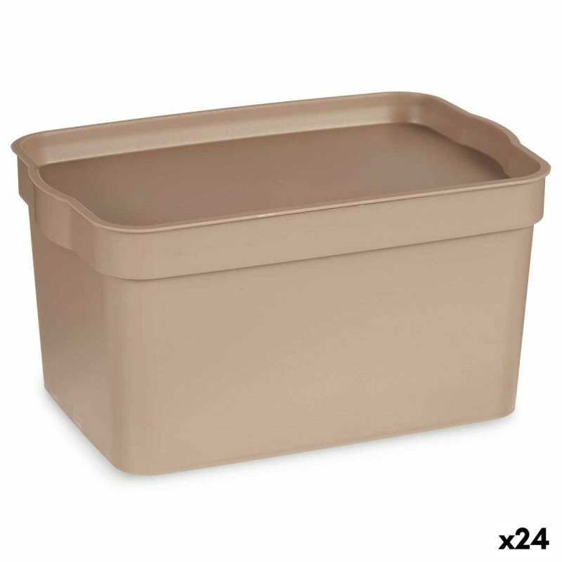 Scatola portaoggetti con coperchio Kipit TP592-3 Beige Plastica 2,3 L 13,5 x 11 x 20 cm (24 Unità)