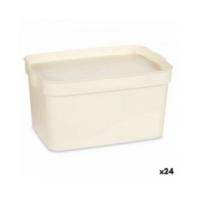 Scatola portaoggetti con coperchio Kipit TP592-4 Crema Plastica 2,3 L 13,5 x 11 x 20 cm (24 Unità)
