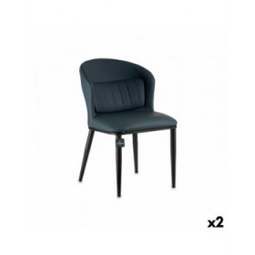 Poltrona Rotondo Azzurro Nero Acciaio 51 x 83,5 x 54 cm (2 Unità)