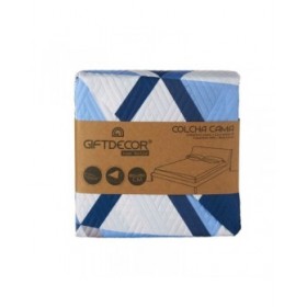 Trapunta Reversibile 180 x 260 cm Azzurro Bianco (6 Unità)