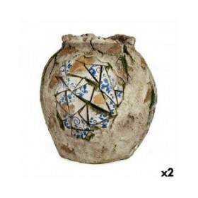 Statua Decorativa da Giardino Ibergarden ZD19026 Poliresina Vaso 27 x 27 x 27 cm (2 Unità)