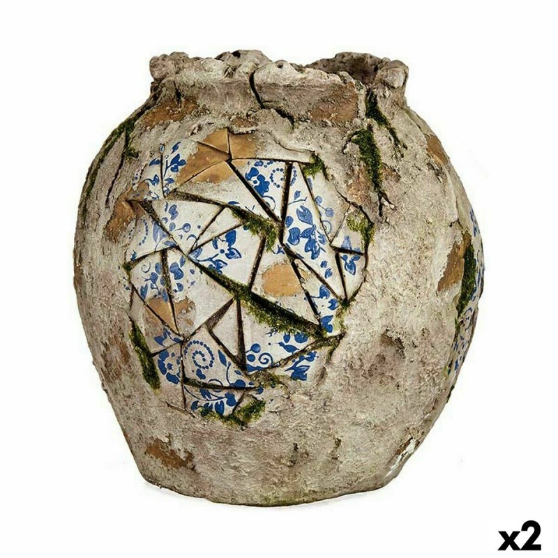 Statua Decorativa da Giardino Ibergarden ZD19026 Poliresina Vaso 27 x 27 x 27 cm (2 Unità)