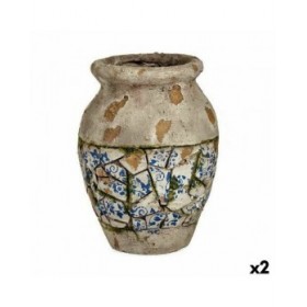 Statua Decorativa da Giardino Ibergarden ZD19006 Poliresina Vaso 25 x 32,5 x 25 cm (2 Unità)