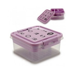 Scatola-Portagioie Viola Trasparente Plastica 24,5 x 11,5 x 26 cm (12 Unità)