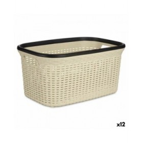 Cesto per i Panni Kipit TP7001-1 Crema Plastica 36 L 36 x 25,5 x 52,5 cm (12 Unità)
