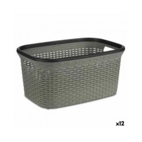 Cesto per i Panni Kipit TP7001-2 Grigio Plastica 36 L 36 x 25,5 x 53 cm (12 Unità)