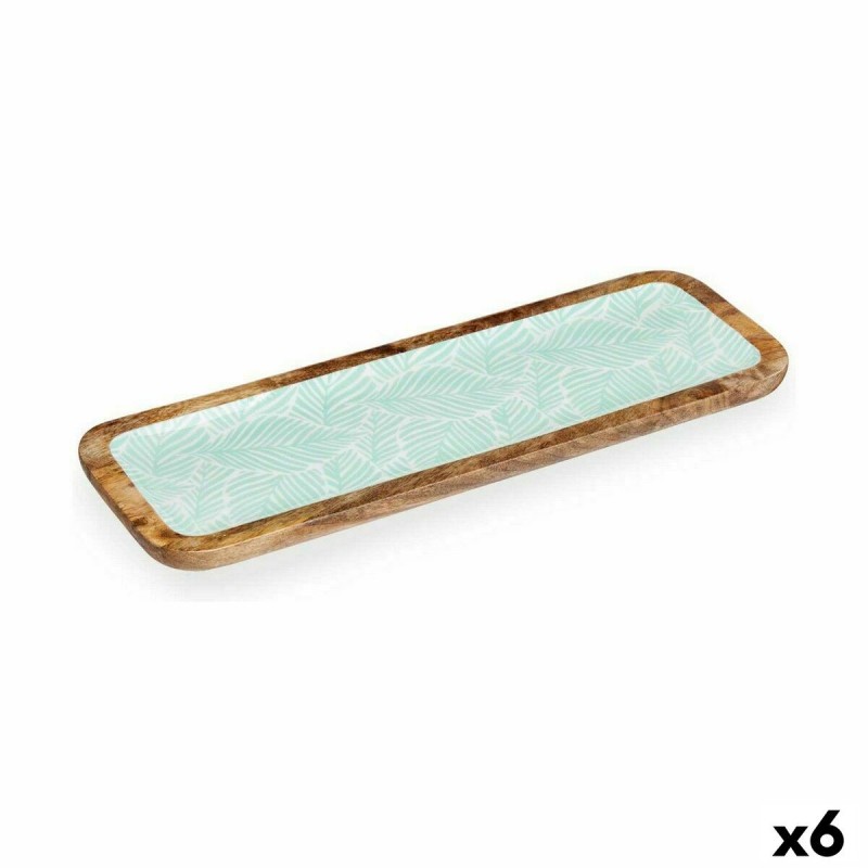 Centrotavola Bianco Marrone Verde Foglia della pianta 45 x 15 cm (6 Unità)