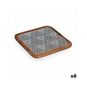 Centrotavola Bianco Marrone Nero Etnico 25 x 25 cm (6 Unità)