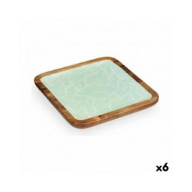 Centrotavola Bianco Marrone Verde Foglia della pianta 25 x 25 cm (6 Unità)