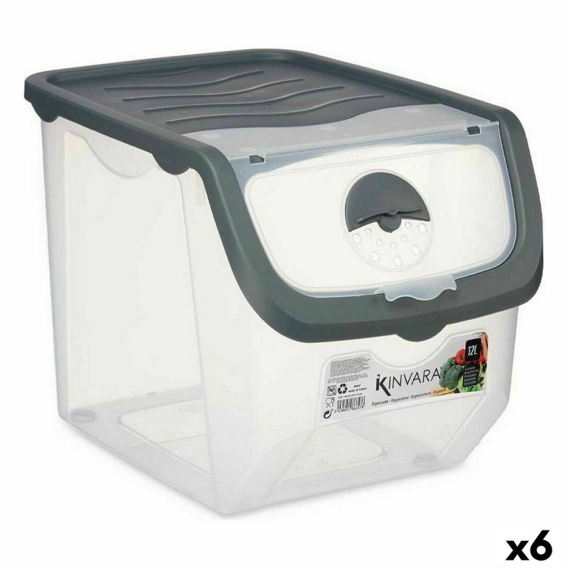 Scatola per Sistemare Impilabile Kinvara 021505-3 Antracite Plastica 31 x 24 x 23,5 cm (6 Unità)