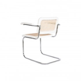Poltrona da terra DKD Home Decor Bianco Argentato Naturale 65,5 x 62 x 79 cm