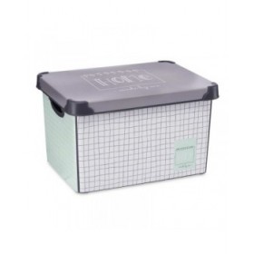Scatola portaoggetti con coperchio Kipit Home Grigio Plastica Con griglia 22 L 29 x 23,5 x 39 cm (12 Unità)