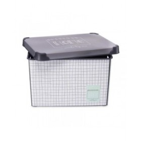 Scatola portaoggetti con coperchio Kipit Home Grigio Plastica Con griglia 22 L 29 x 23,5 x 39 cm (12 Unità)