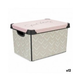 Scatola portaoggetti con coperchio Kipit Vibes Rosa Plastica Frecce 17 L 28 x 22 x 37 cm (12 Unità)