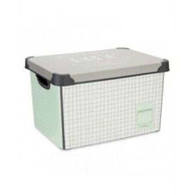 Scatola portaoggetti con coperchio Kipit Home Grigio Plastica Con griglia 17 L 28 x 22 x 37 cm (12 Unità)