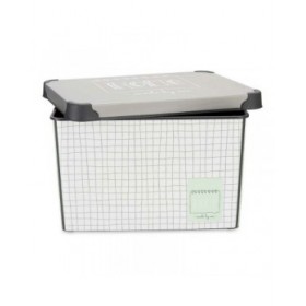 Scatola portaoggetti con coperchio Kipit Home Grigio Plastica Con griglia 17 L 28 x 22 x 37 cm (12 Unità)