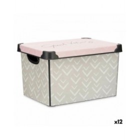 Scatola portaoggetti con coperchio Kipit Vibes Rosa Plastica Frecce 22 L 30 x 23,5 x 40 cm (12 Unità)