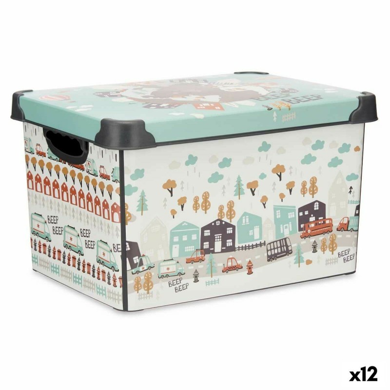 Scatola portaoggetti con coperchio Kipit STYLE BOX-22L-6 Plastica Autostrada 22 L 29,5 x 23,5 x 39,5 cm Per bambini (12 Unità)
