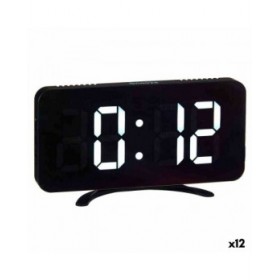 Orologio Digitale da Tavolo Nero ABS 15,7 x 7,7 x 1,5 cm (12 Unità)
