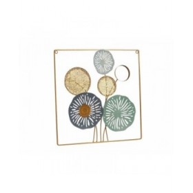 Decorazione da Parete Multicolore Fiori Specchio Metallo Cristallo 45 x 45 x 2 cm (4 Unità)