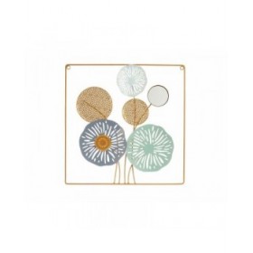 Decorazione da Parete Multicolore Fiori Specchio Metallo Cristallo 45 x 45 x 2 cm (4 Unità)
